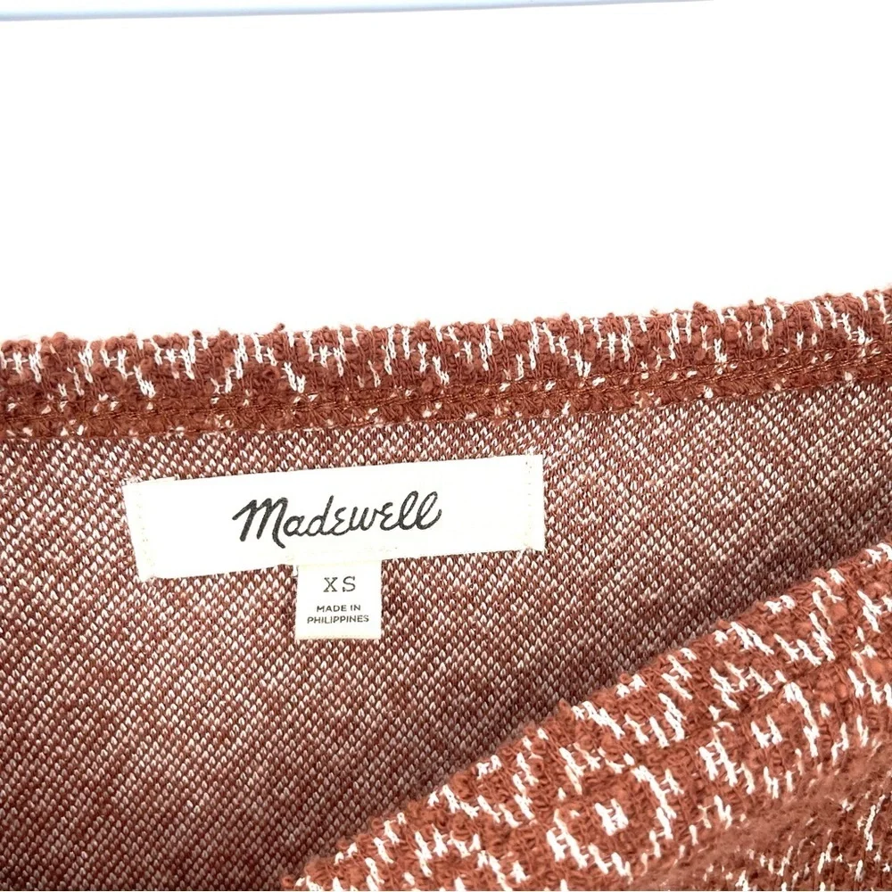 MADEWELL Jacquard Puff-Sleeve Boho Cropped Long Sleeve Blouse Top